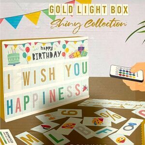 Cinema Light Box A4 Shiny Gold 16 Colors with hundreds of Letters and Emojis